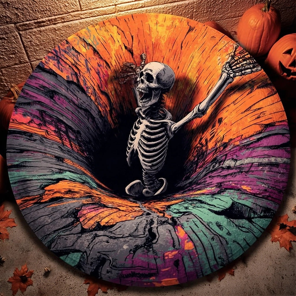 Halloween Round Crystal Velvet Rug Stain Wear Resistant Easy Clean