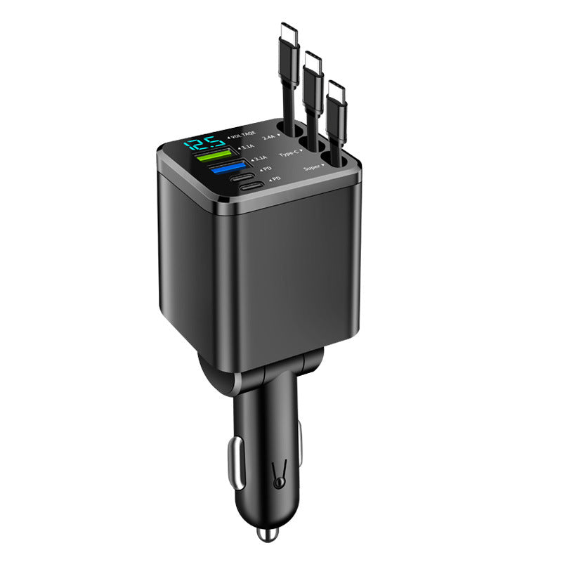 M14 Retractable Multi-Port Car Charger