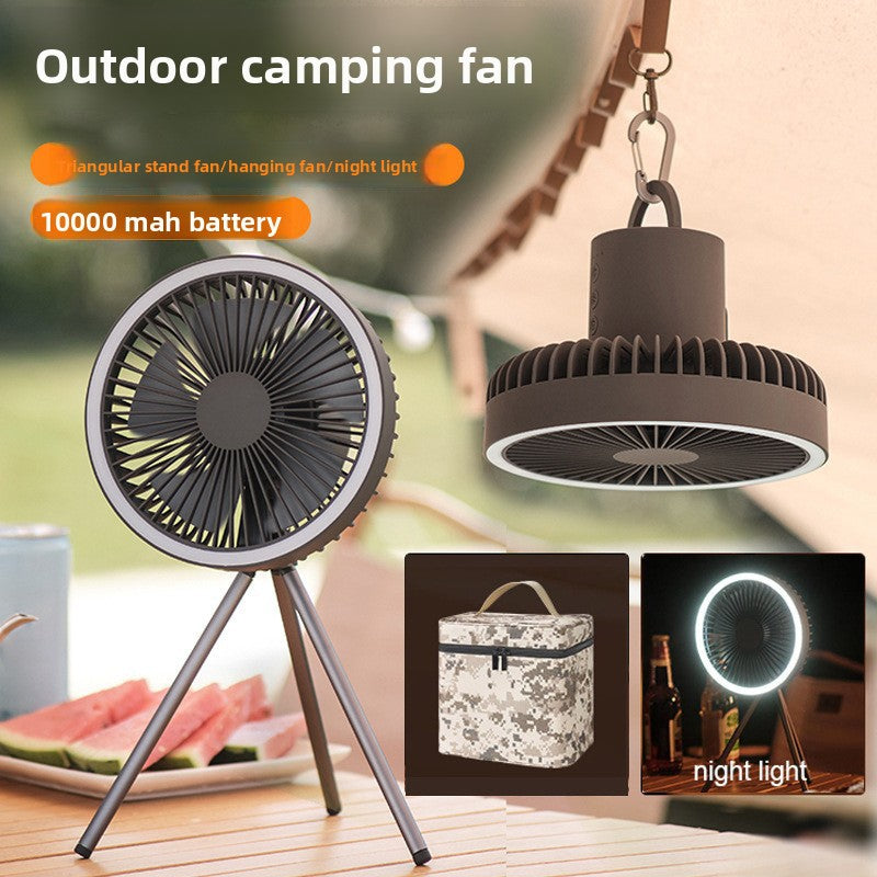 Rechargeable Camping Fan with Tripod & Hanging Hook