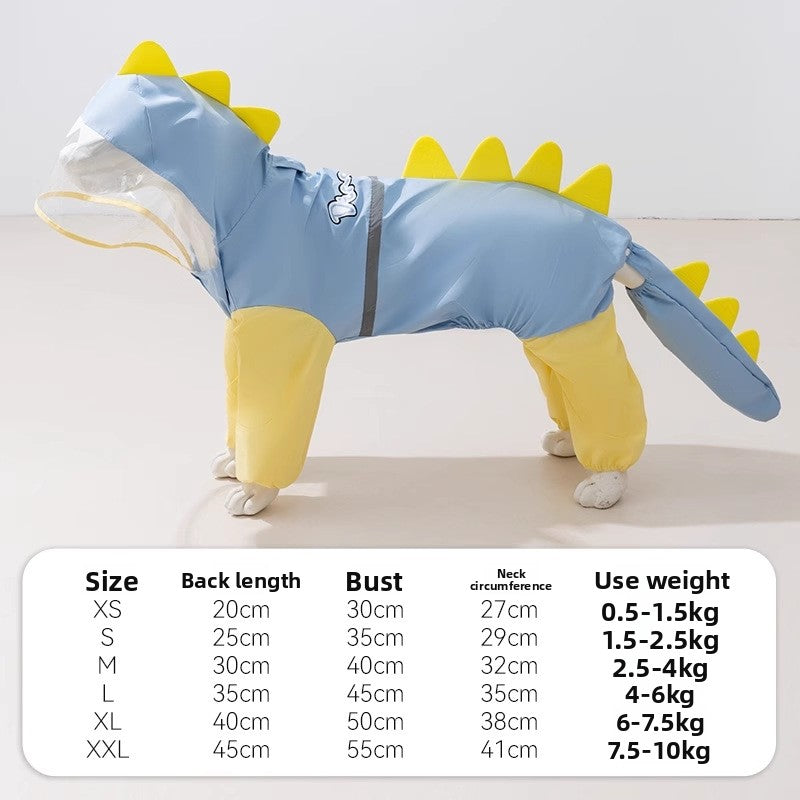 Lightweight Four-Leg Dog Raincoat | XS–XXL