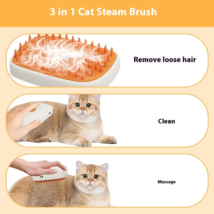 Steam Paw Cat Grooming Brush | 3-in-1 Steam Comb