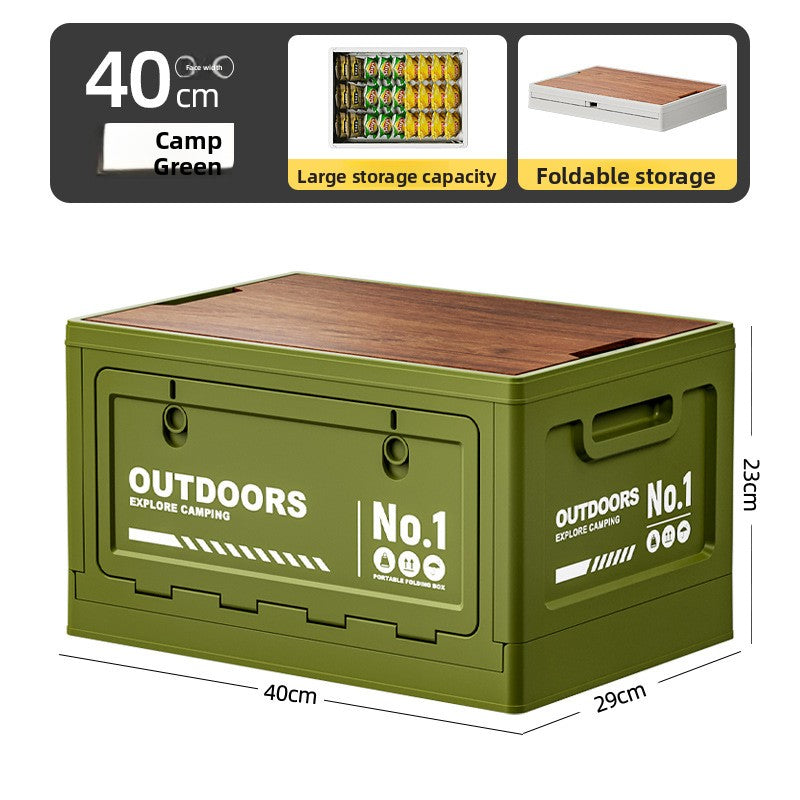 Foldable Side-Opening Camping Storage Box – Optional Wooden Top