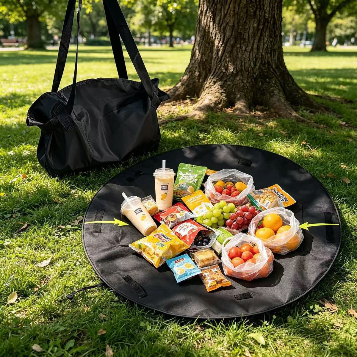2-in-1 Camping Storage Bag & Fold-Out Picnic Mat