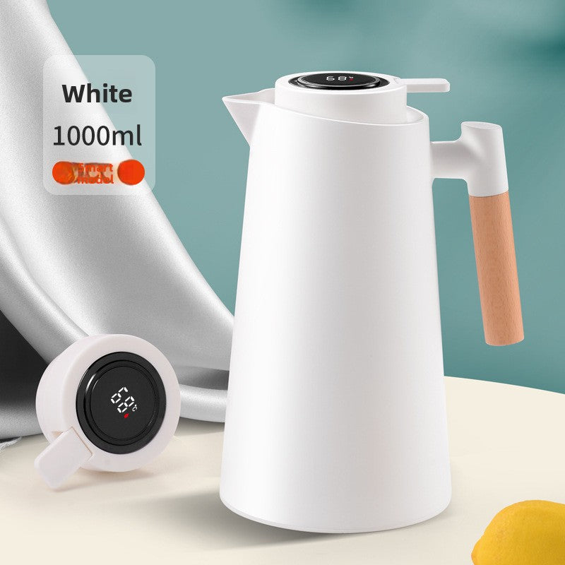 1L Insulated Thermal Jug with Wooden Handle