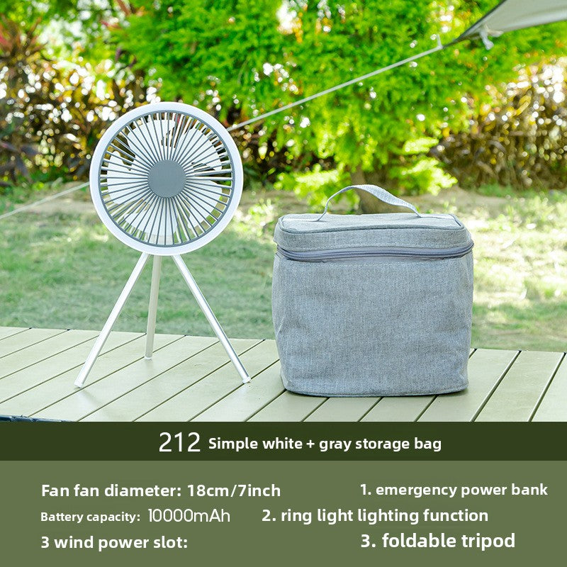 Rechargeable Camping Fan with Tripod & Hanging Hook