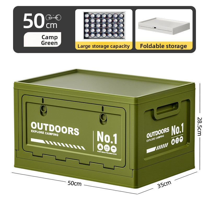 Foldable Side-Opening Camping Storage Box – Optional Wooden Top
