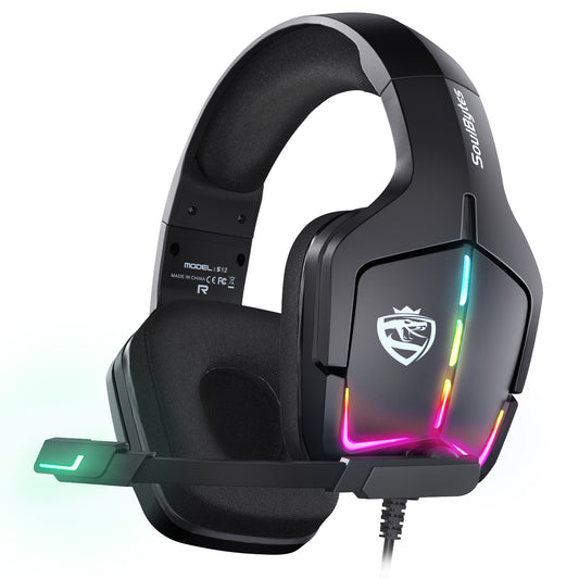 S12 Wired RGB Gaming Headset with 50mm Drivers & Microphone