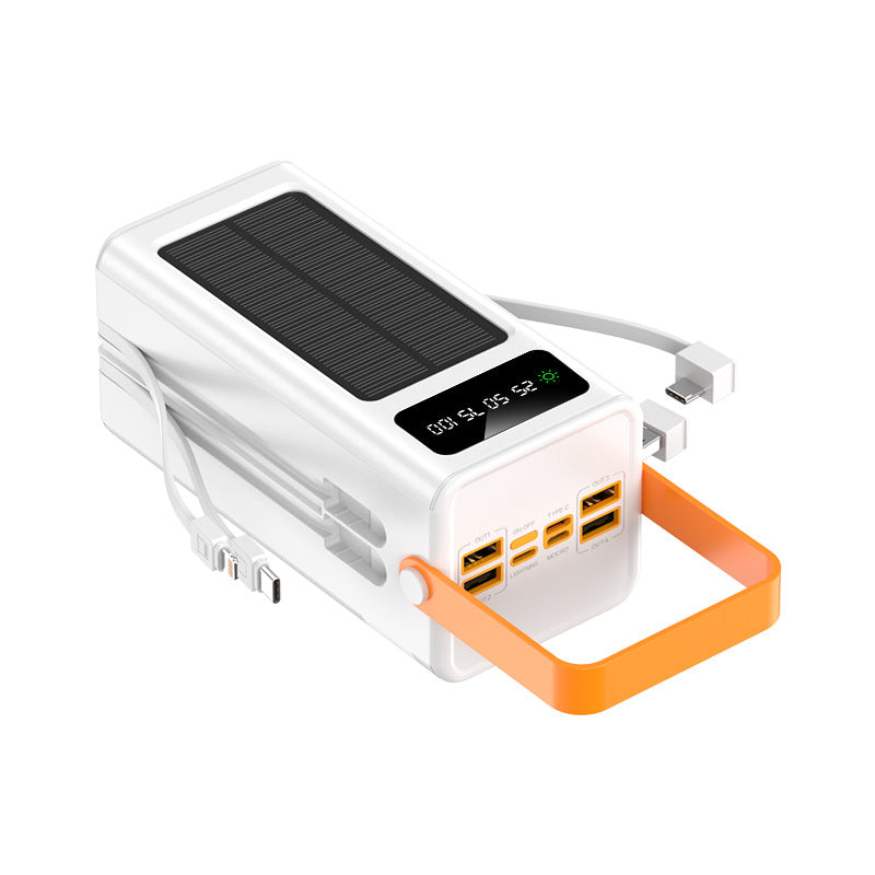Solar Power Bank with Built-in Cable & Camping Light