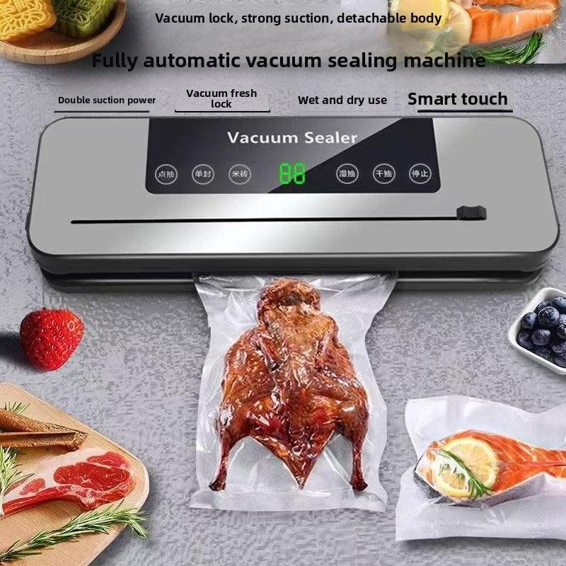 Digital Food Vacuum Sealer with Cutter & Bag Bundle – Silver