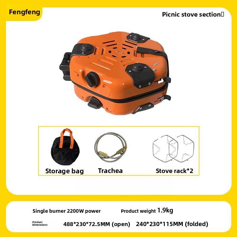 Double-Burner Butane Camping Stove with Storage Bag
