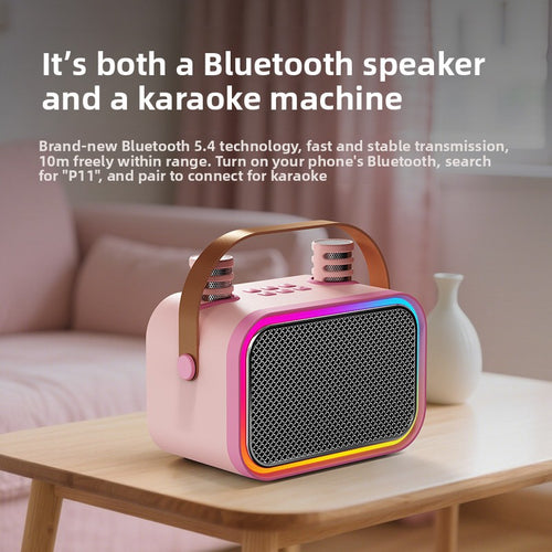 Portable Bluetooth 5.3 Karaoke Speaker – 2 Microphones