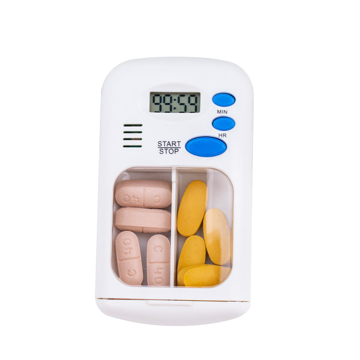 Portable Pill Organiser with Timer Reminder – White