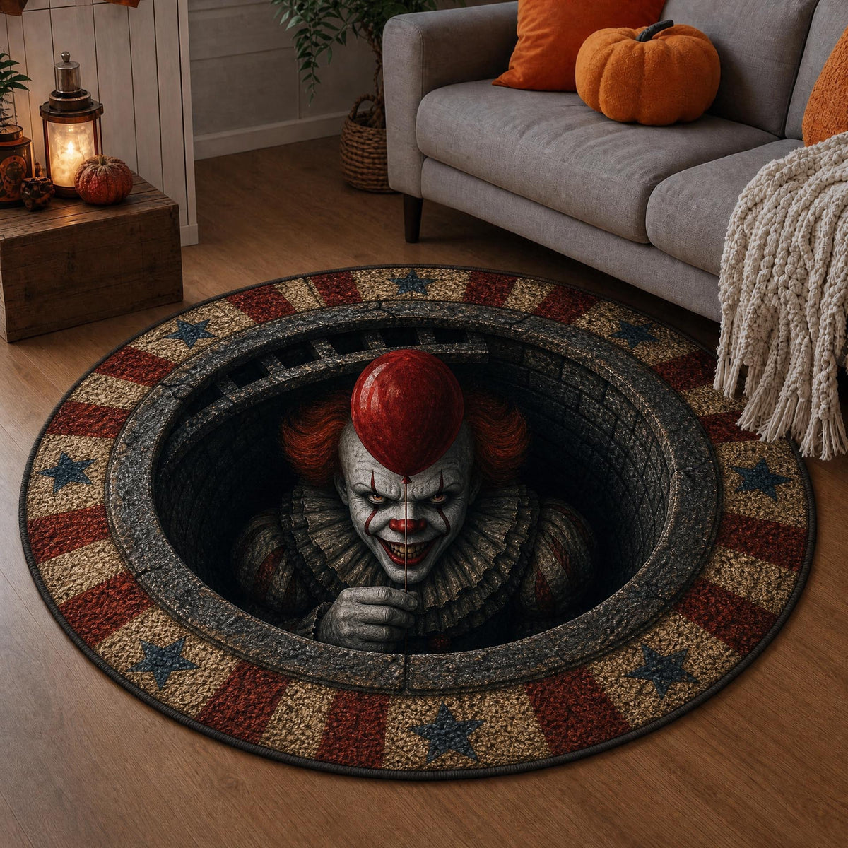 Halloween Round Crystal Velvet Rug Stain Wear Resistant Easy Clean