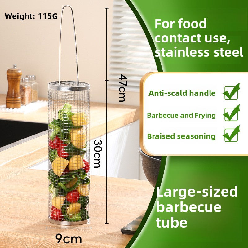 Stainless Steel Rolling BBQ Grill Basket