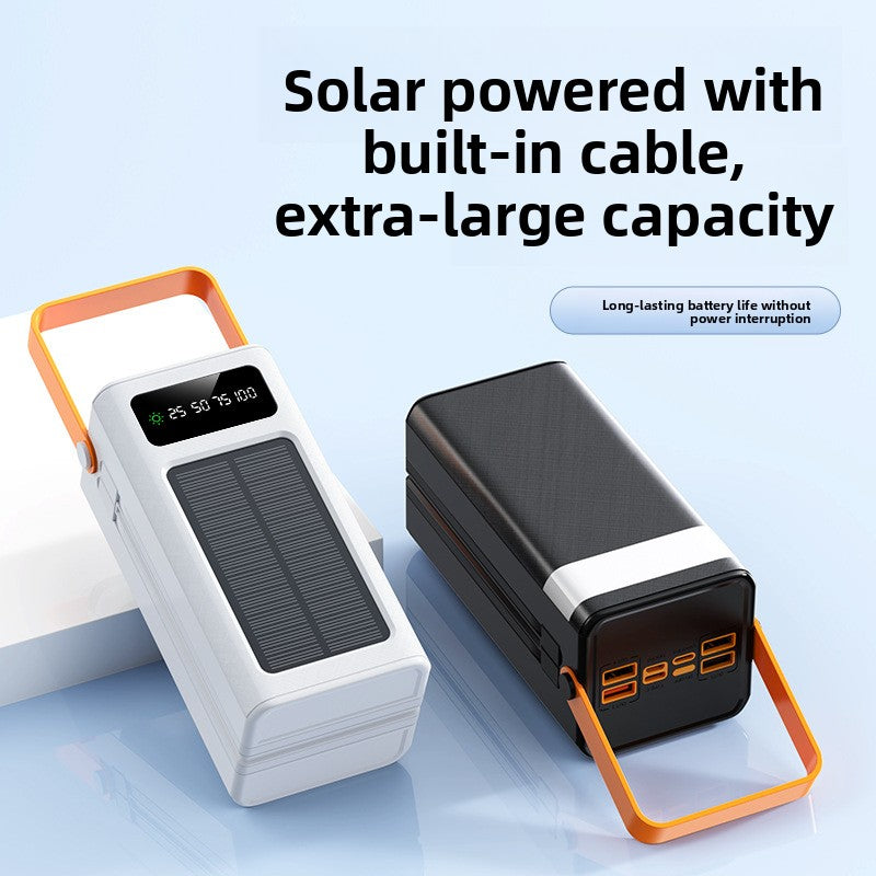 Solar Power Bank with Built-in Cable & Camping Light