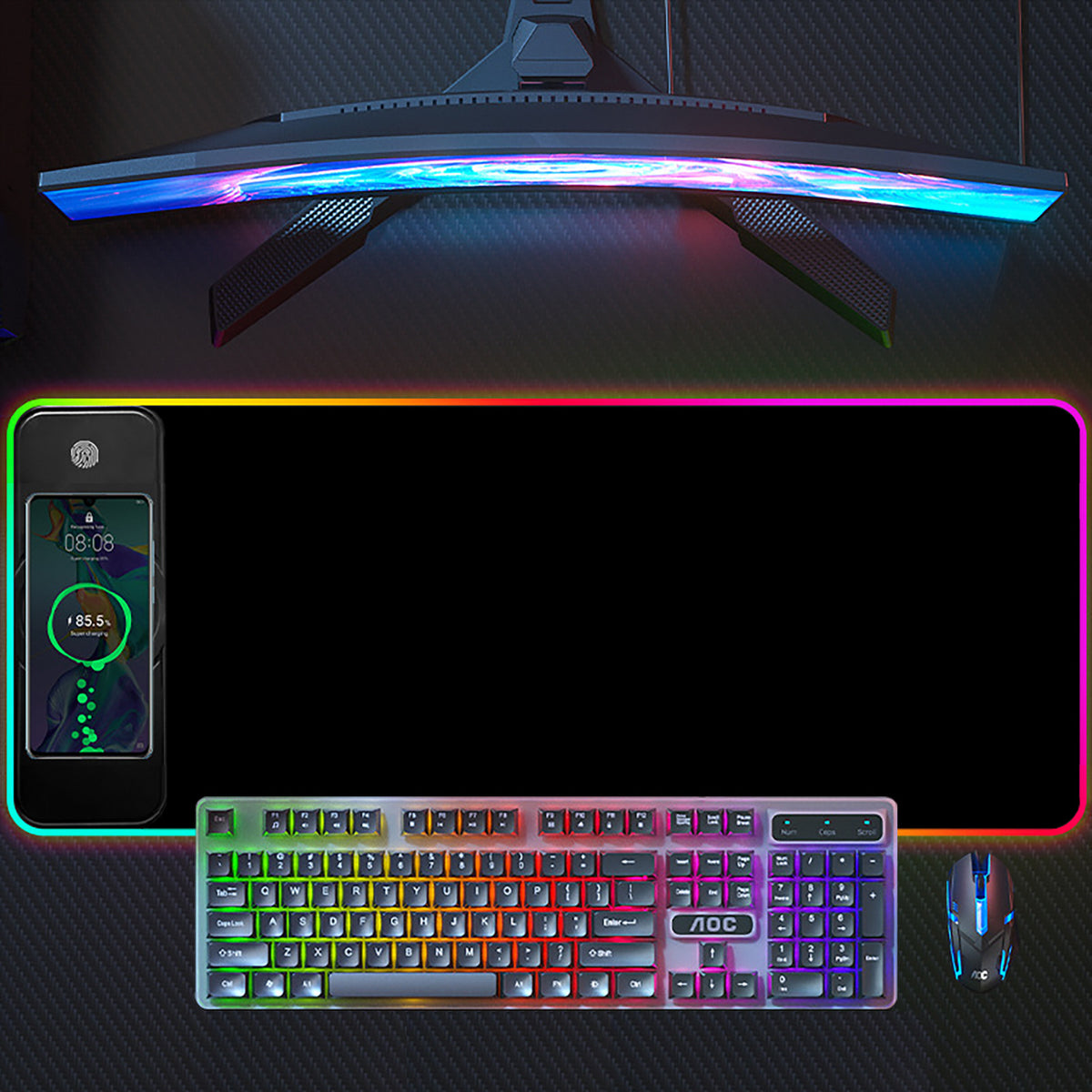 RGB Gaming Mouse Pad with 15W Wireless Charging – 800 × 300mm