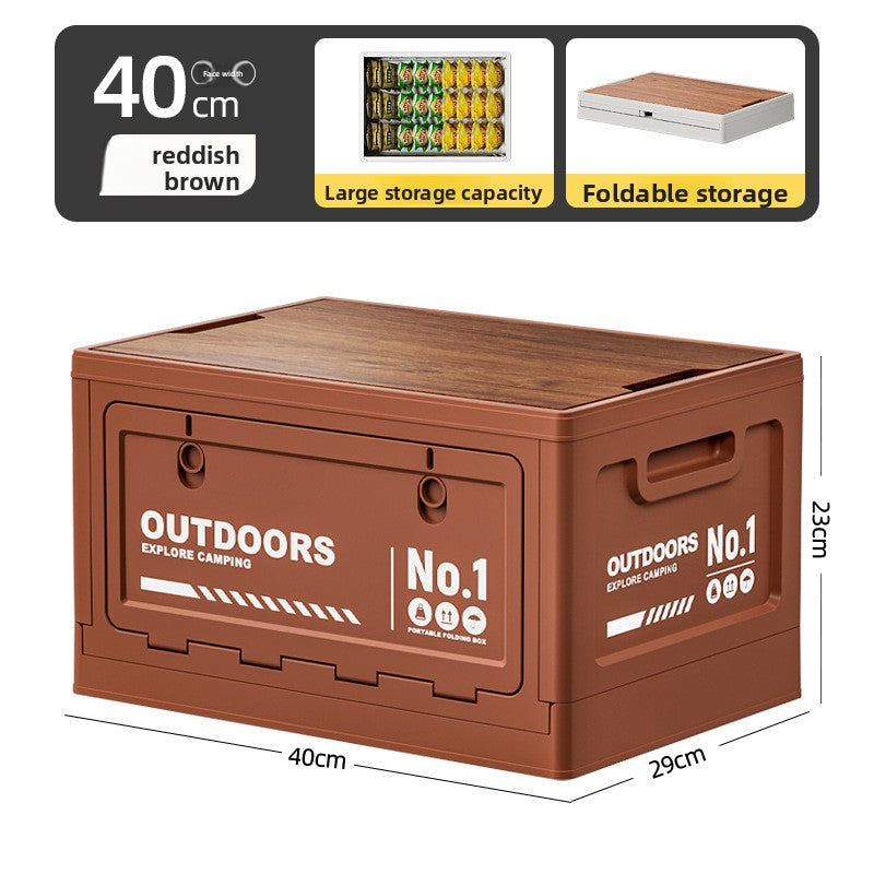 Foldable Side-Opening Camping Storage Box – Optional Wooden Top