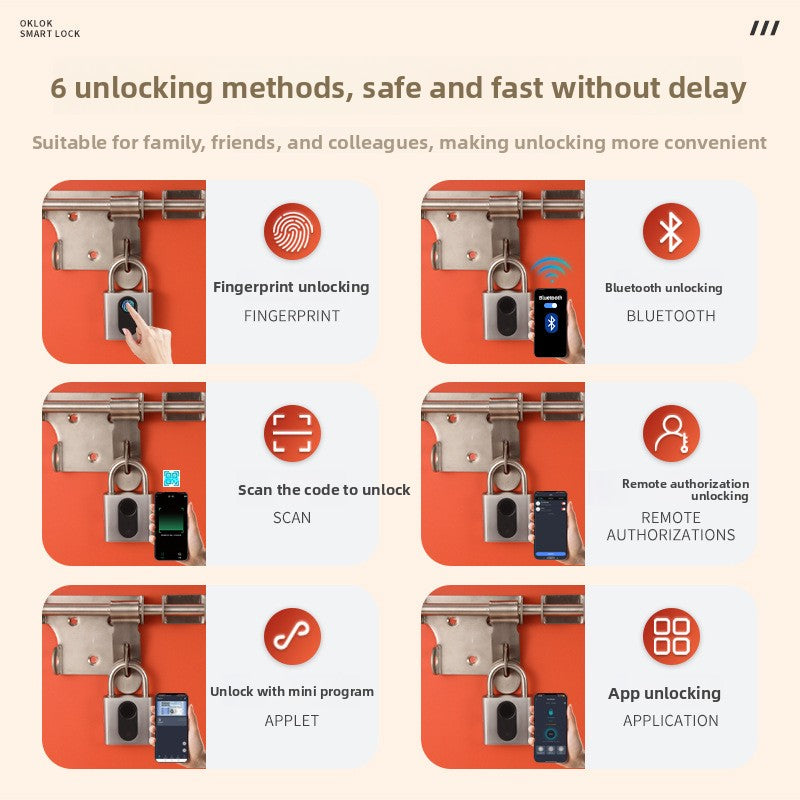 Smart Fingerprint Bluetooth Padlock with App Control