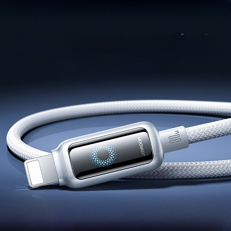 Smart Power-Off Braided Charging Cable with Indicator Light – 1.2m