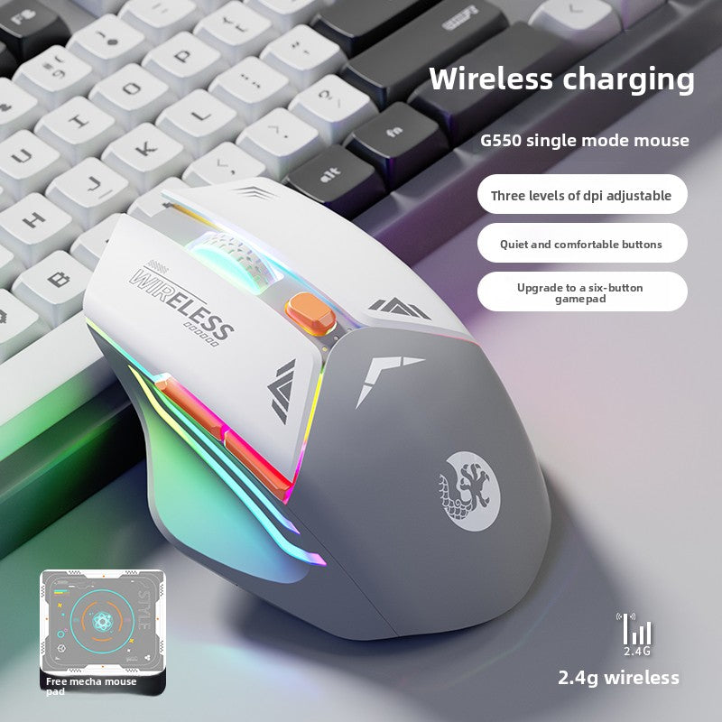 550 Mecha Rechargeable Wireless Gaming Mouse – Quiet Clicks