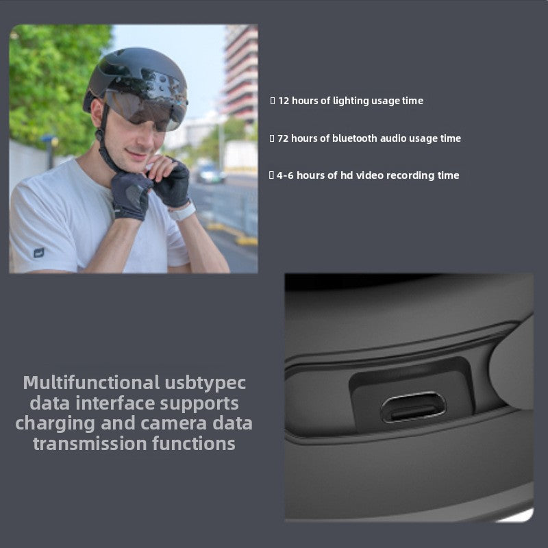 Bluetooth Cycling Helmet with Built-In Camera – Titanium, L