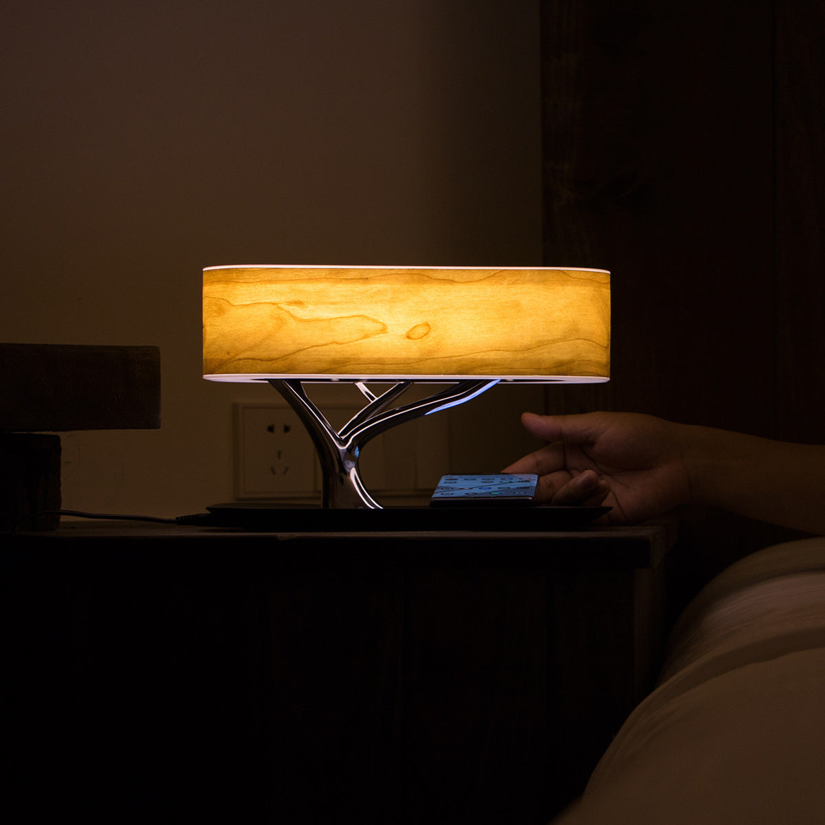 Dimmable LED Desk Lamp with Bluetooth Speaker & Wireless Charger