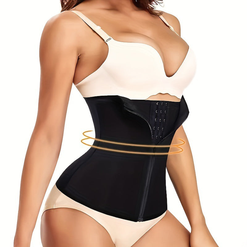 Black Neoprene Zip-Front Waist Trainer — QIUOLA | qiuola.com