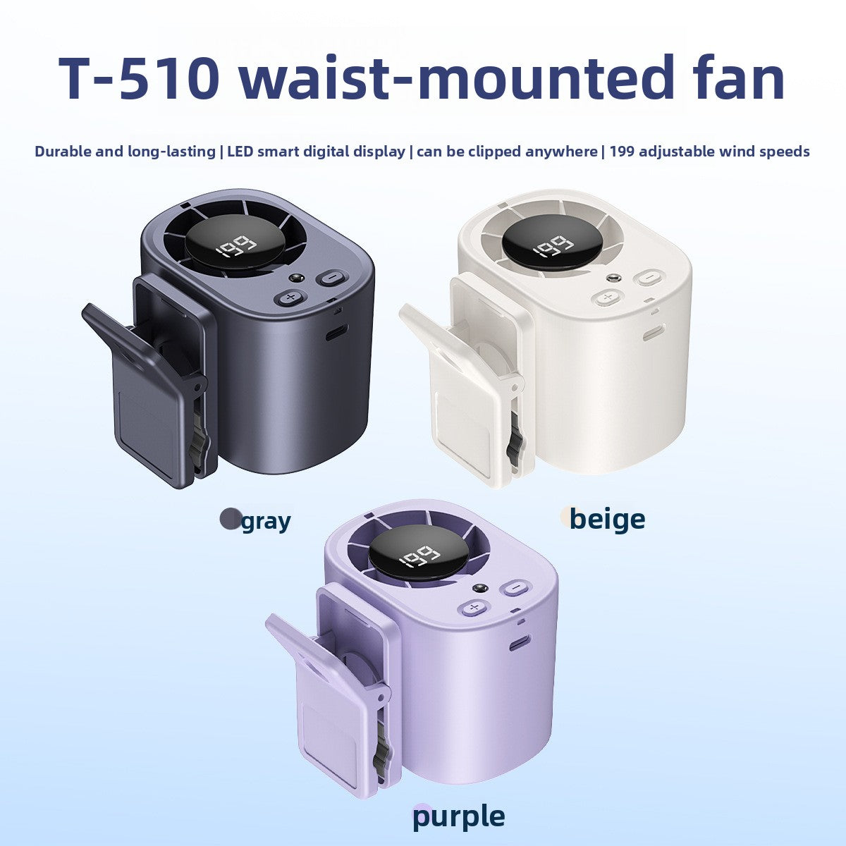Portable USB Rechargeable Waist Fan with 5 Speeds — QIUOLA | qiuola.com