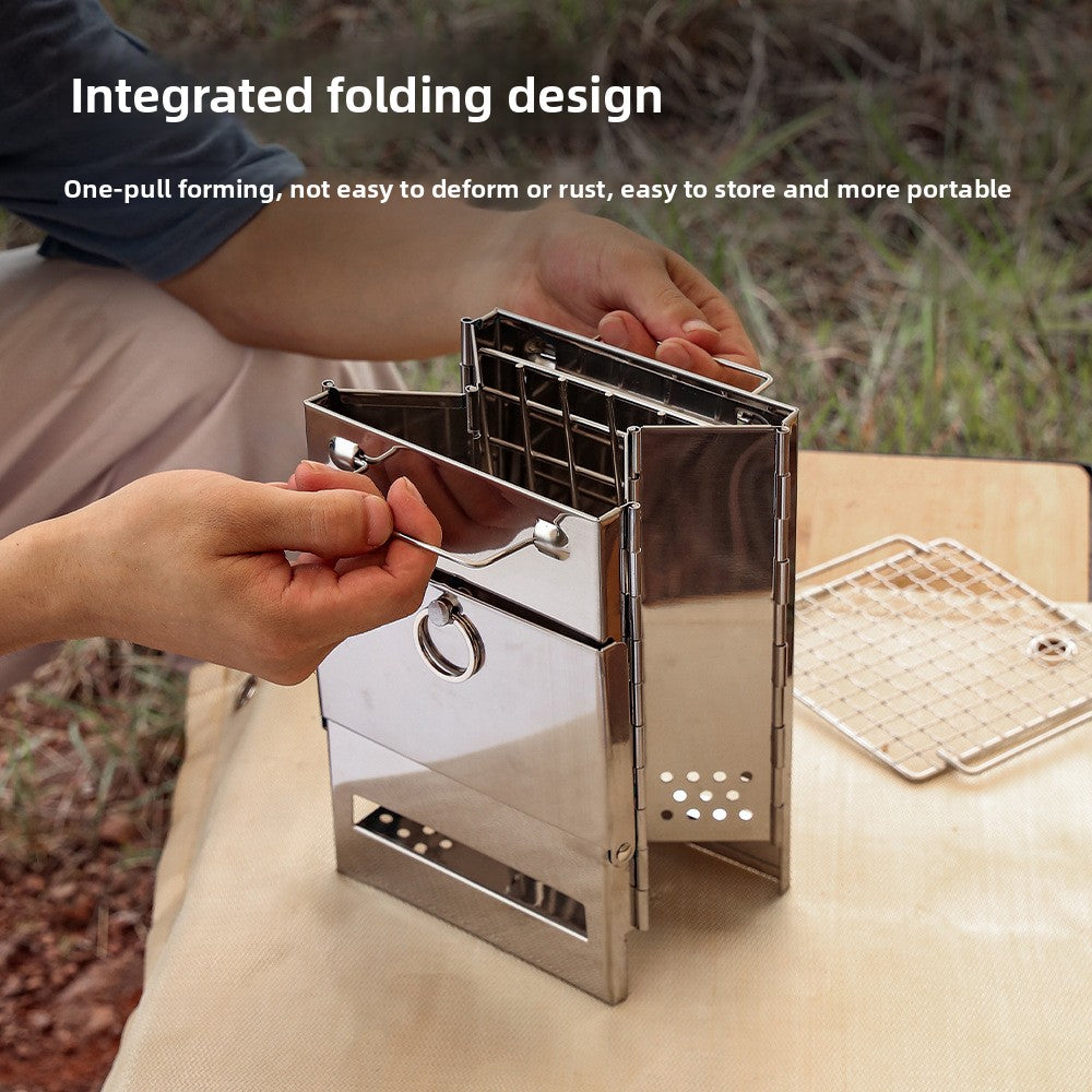 Folding Stainless Steel Charcoal Camping Stove