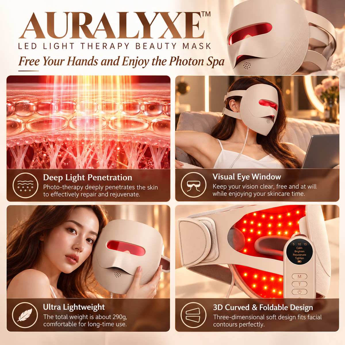 AURALYXE LED Light Therapy Beauty Mask — QIUOLA | qiuola.com
