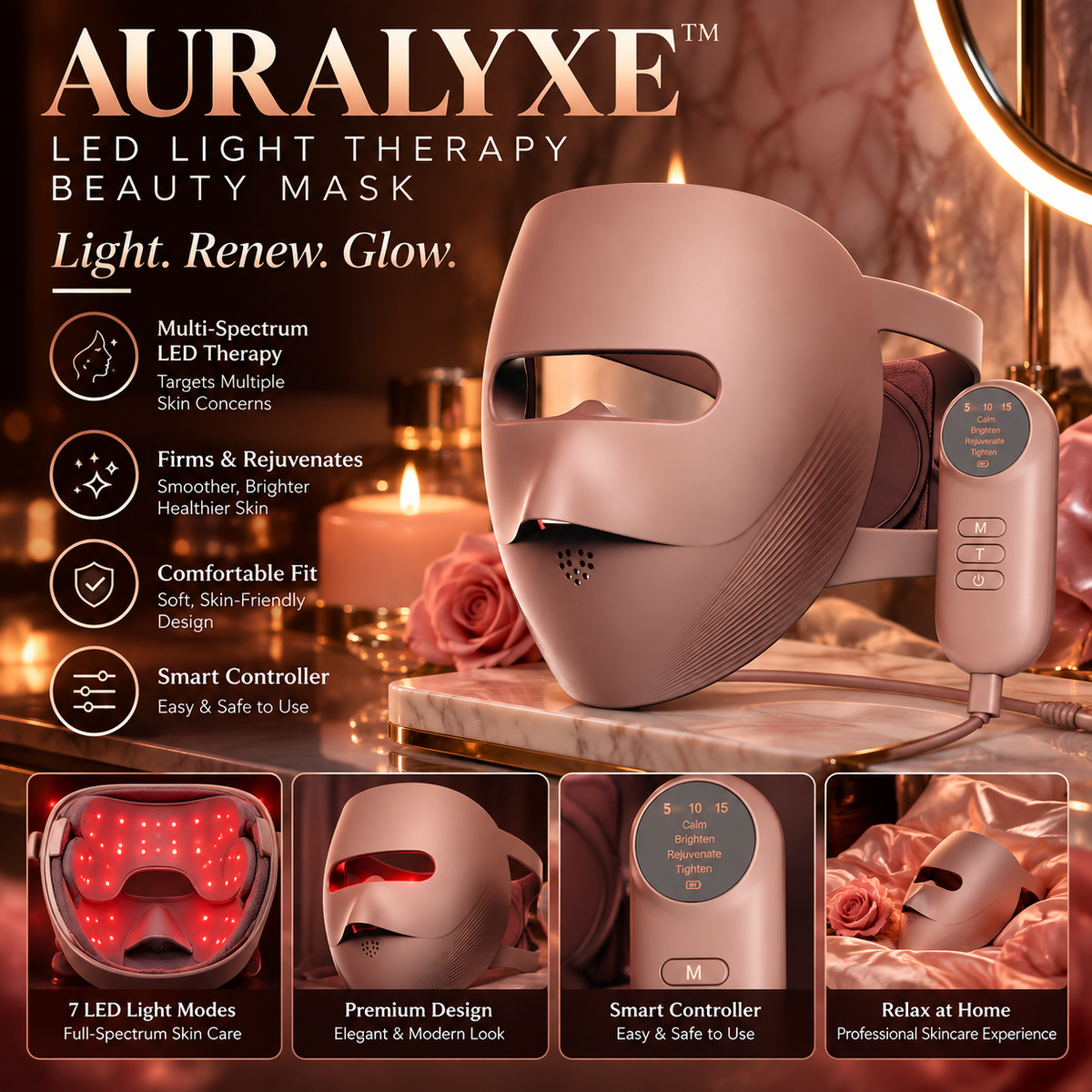 AURALYXE LED Light Therapy Beauty Mask — QIUOLA | qiuola.com