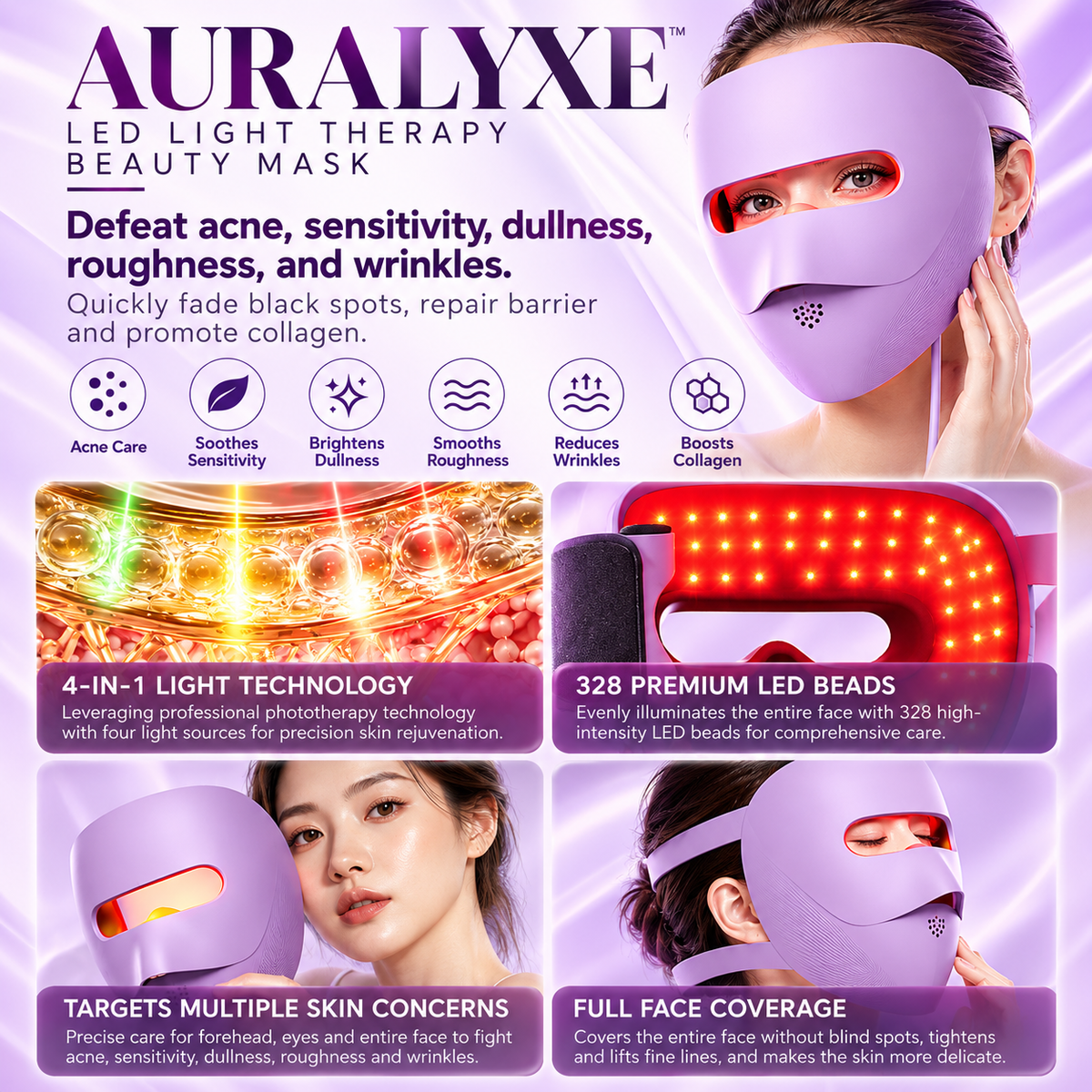 AURALYXE LED Light Therapy Beauty Mask — QIUOLA | qiuola.com