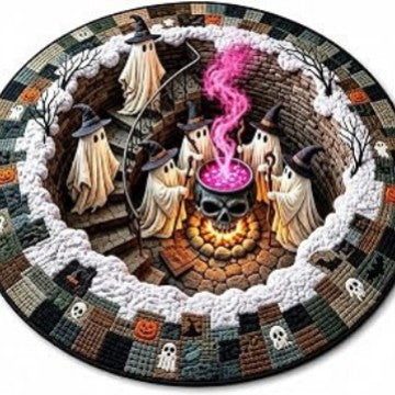 Halloween Round Crystal Velvet Rug Stain Wear Resistant Easy Clean