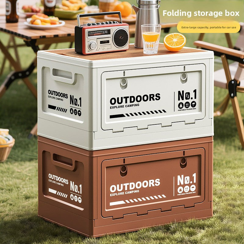 Foldable Side-Opening Camping Storage Box – Optional Wooden Top
