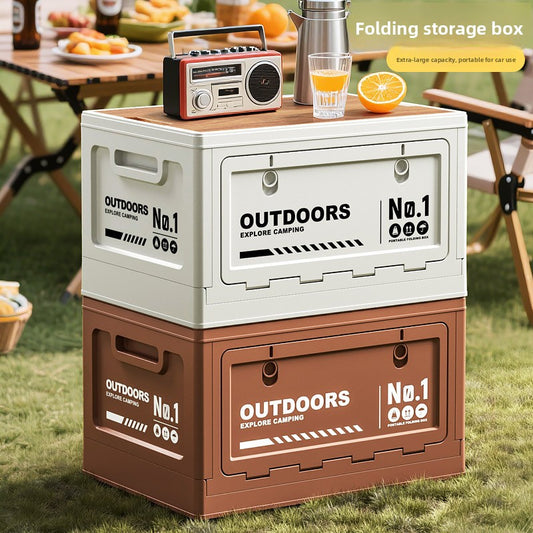 Foldable Side-Opening Camping Storage Box – Optional Wooden Top