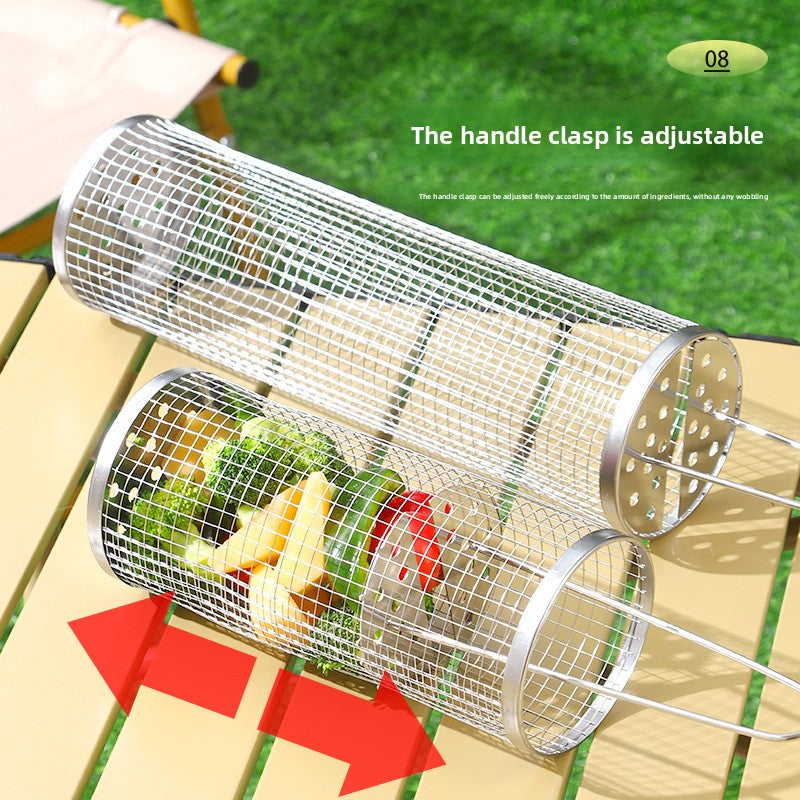 Stainless Steel Rolling BBQ Grill Basket