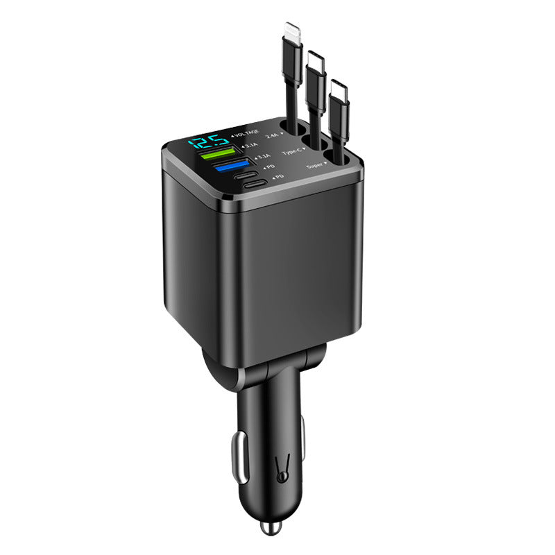 M14 Retractable Multi-Port Car Charger
