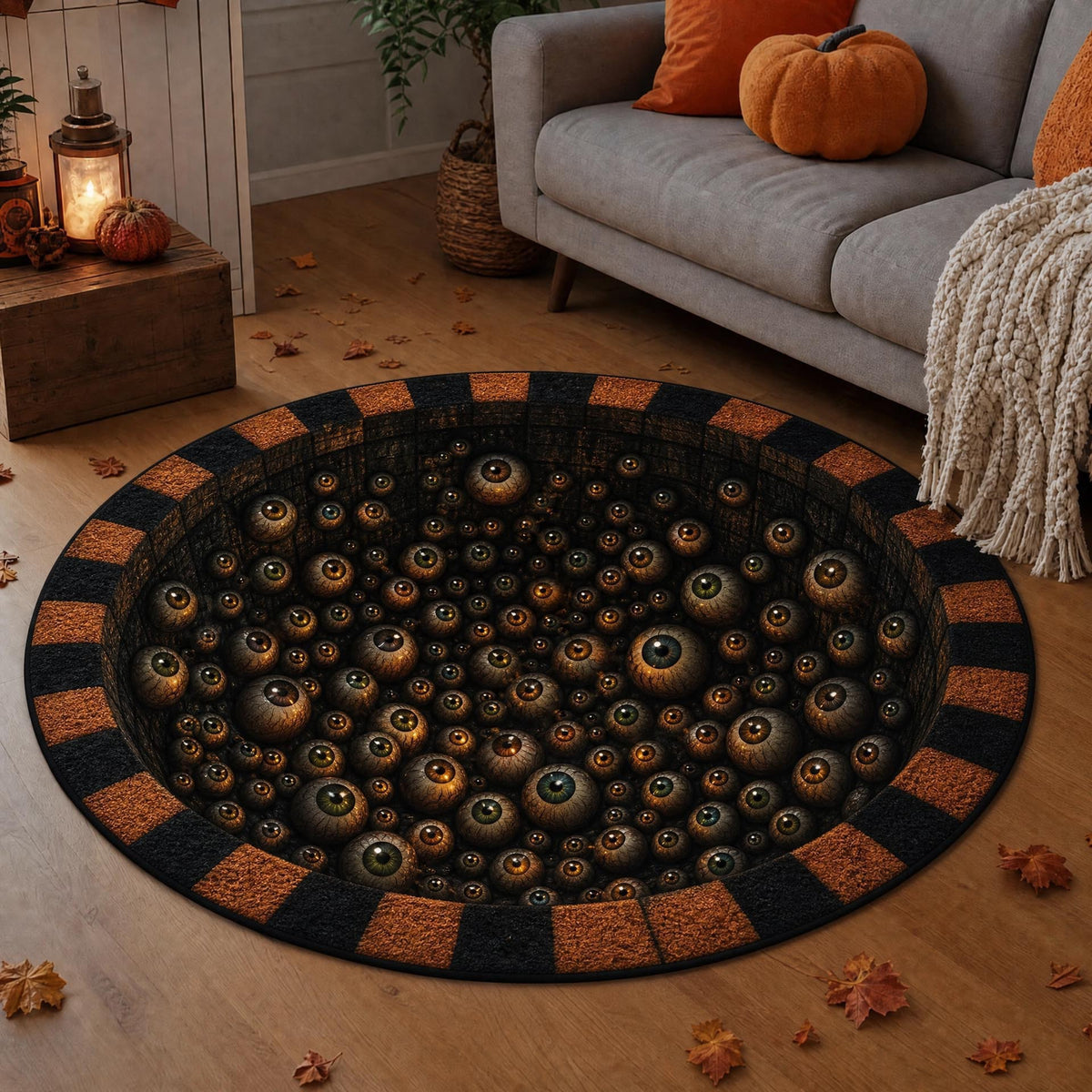 Halloween Round Crystal Velvet Rug Stain Wear Resistant Easy Clean