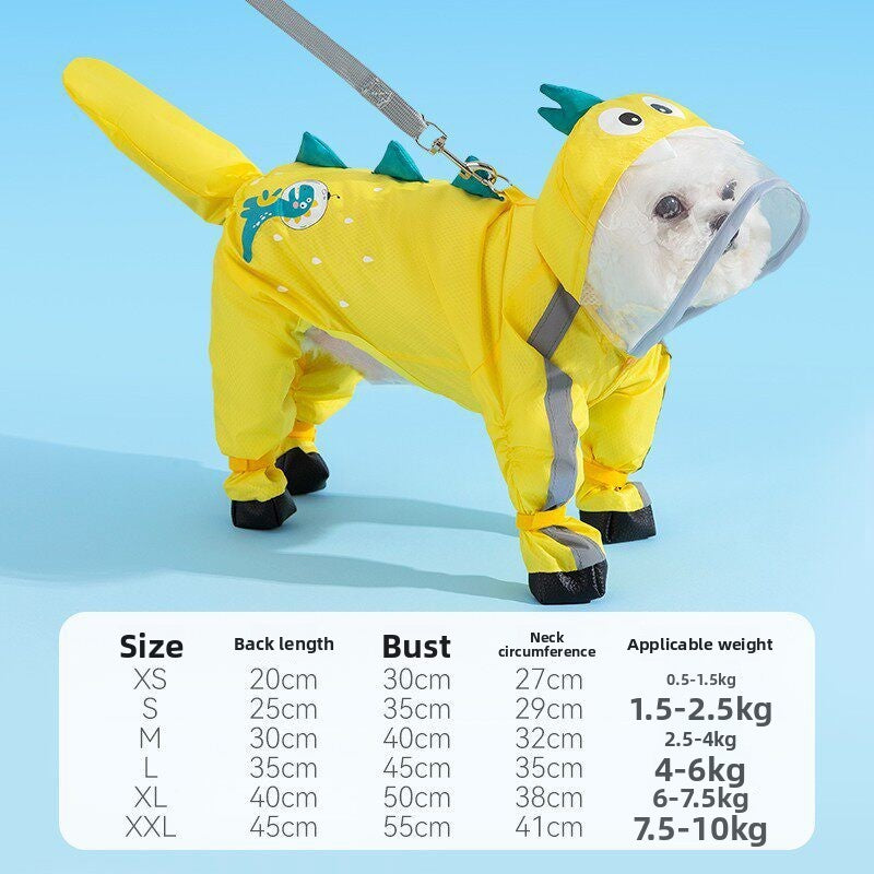 Lightweight Four-Leg Dog Raincoat | XS–XXL