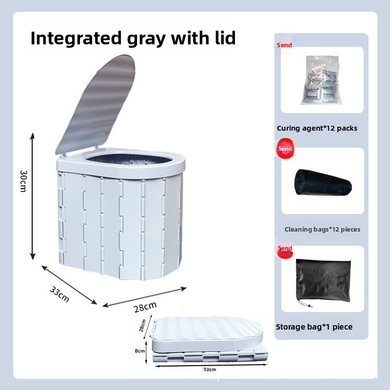 Portable Folding Camping Toilet with Lid