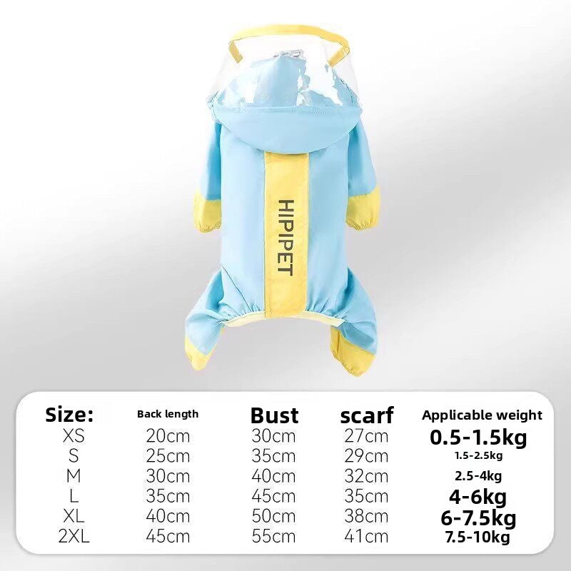 Lightweight Four-Leg Dog Raincoat | XS–XXL