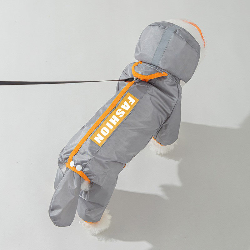 Four-Leg Dog Raincoat with Transparent Tail Cover