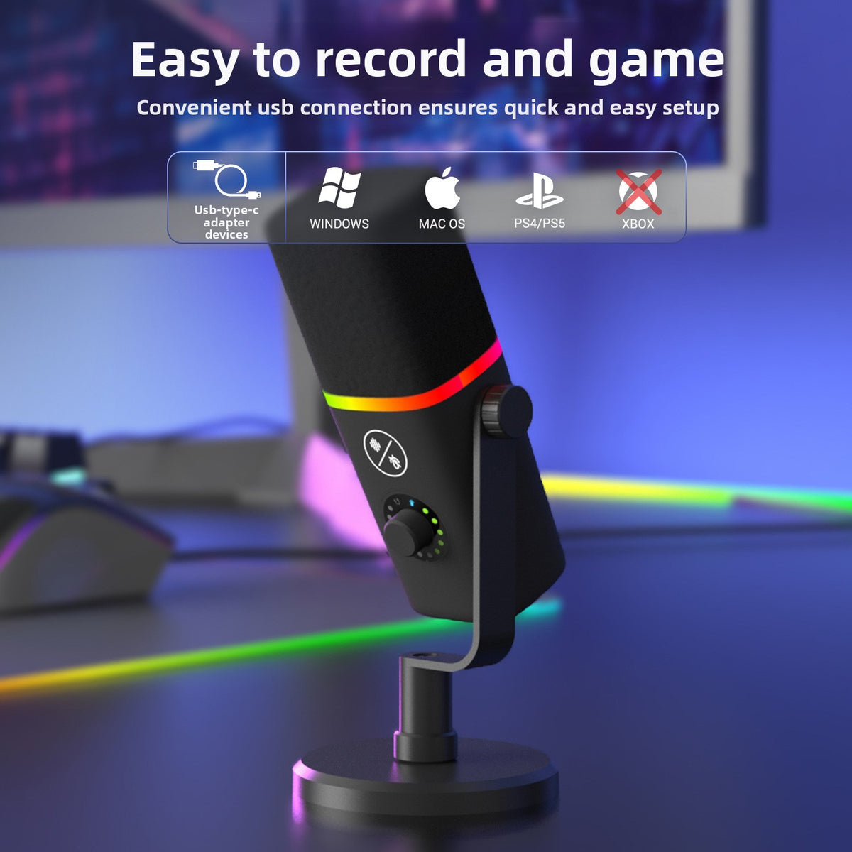 ZTT32 RGB USB Dynamic Microphone for Gaming & Streaming