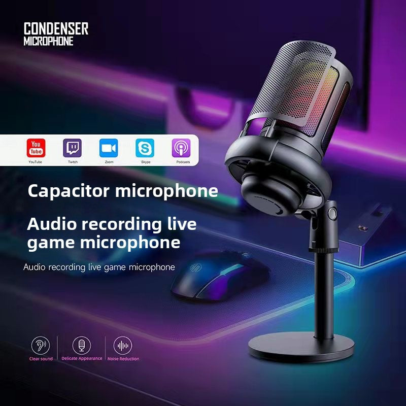 HS-ME6S USB Condenser Microphone with RGB Lighting