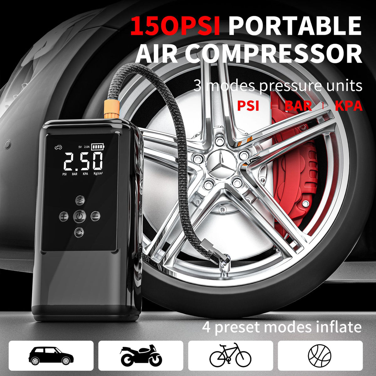 Portable 12V Car Jump Starter & Tyre Inflator — QIUOLA | qiuola.com