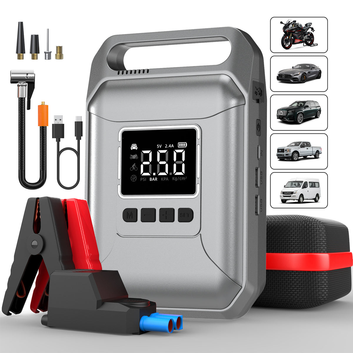 Portable 12V Car Jump Starter & Tyre Inflator — QIUOLA | qiuola.com