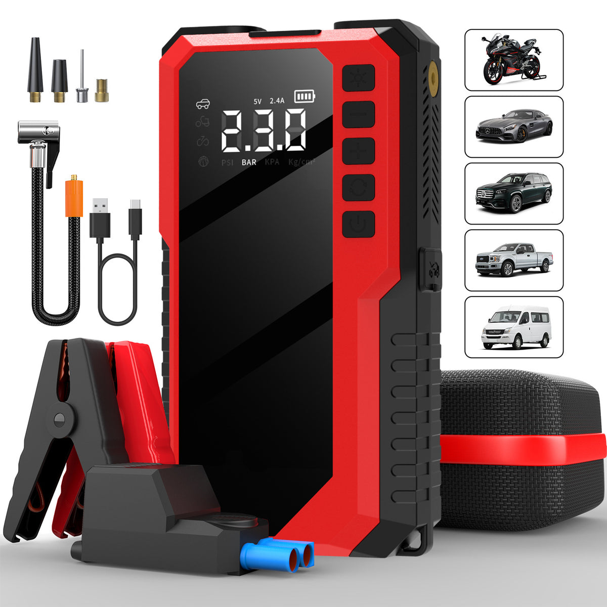 Portable 12V Car Jump Starter & Tyre Inflator — QIUOLA | qiuola.com