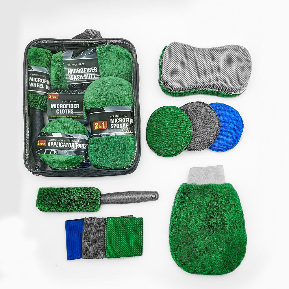 9-Piece Car Cleaning Kit with Wash Mitt & Wheel Brush — QIUOLA | qiuola.com