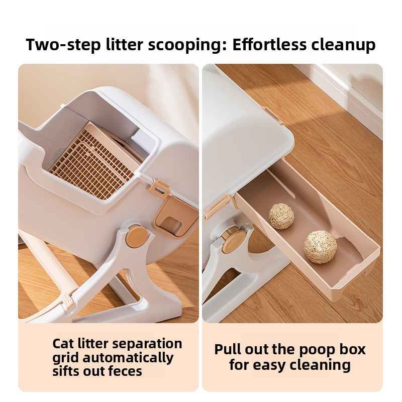 Semi-Enclosed Cat Litter Box with Tilt-Sifting Design — QIUOLA | qiuola.com