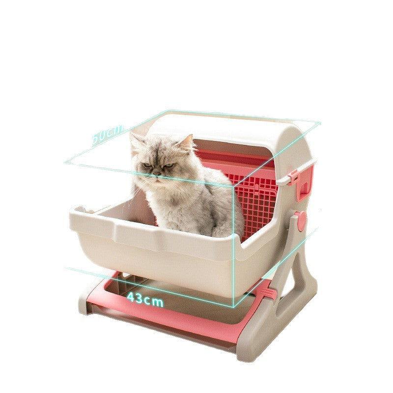 Semi-Enclosed Cat Litter Box with Tilt-Sifting Design — QIUOLA | qiuola.com